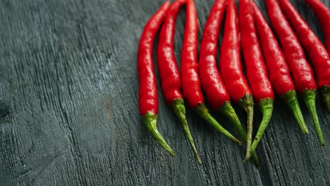 composed row of red chili peppers