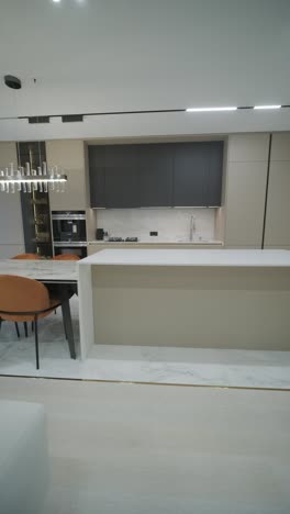 modern kitchen interior with integrated living space