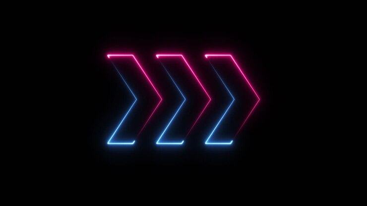 Neon Glowing Arrows on Black Background