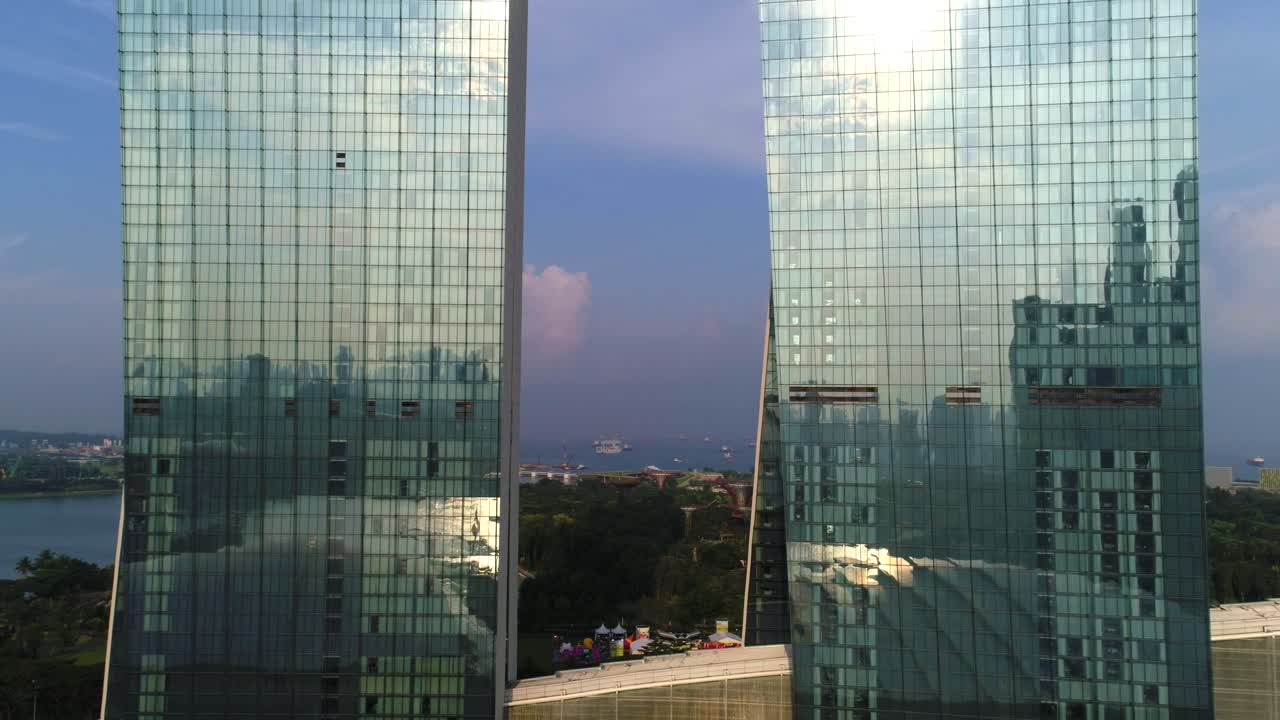 vista aérea de las modernas torres gemelas