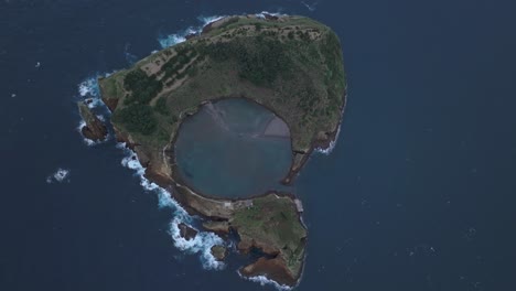 famous ilhéu de vila franca do campo small island at azores, aerial