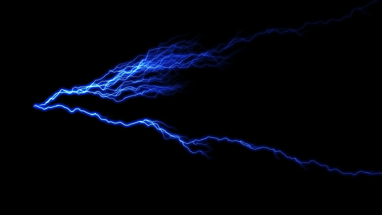 Animated Blue Electric Lightning Bolt Striking on Black Background