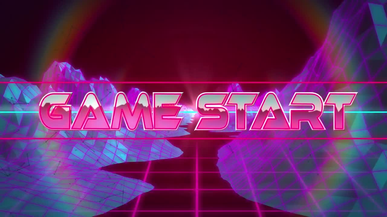 디지털 산과 헤로 위에서 게임 시작의 애니메이션