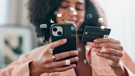 woman using smartphone and credit card for online shopping