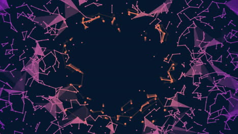 animación de redes rosadas y naranjas sobre fondo negro