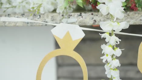 diseño de flores de ramo en el lugar de la boda