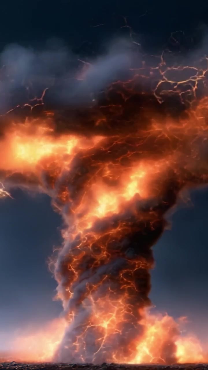 Tornado Api dan Petir yang Megah dan Mengerikan Muncul dari Tanah, Menciptakan Fenomena Alam yang Tak Terlupakan dalam Tampilan Kekuatan dan Energi yang Kacau