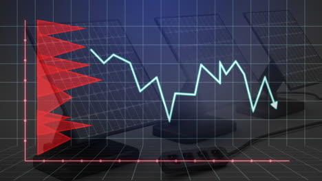 animación de gráficos de datos financieros sobre paneles solares y calculadora