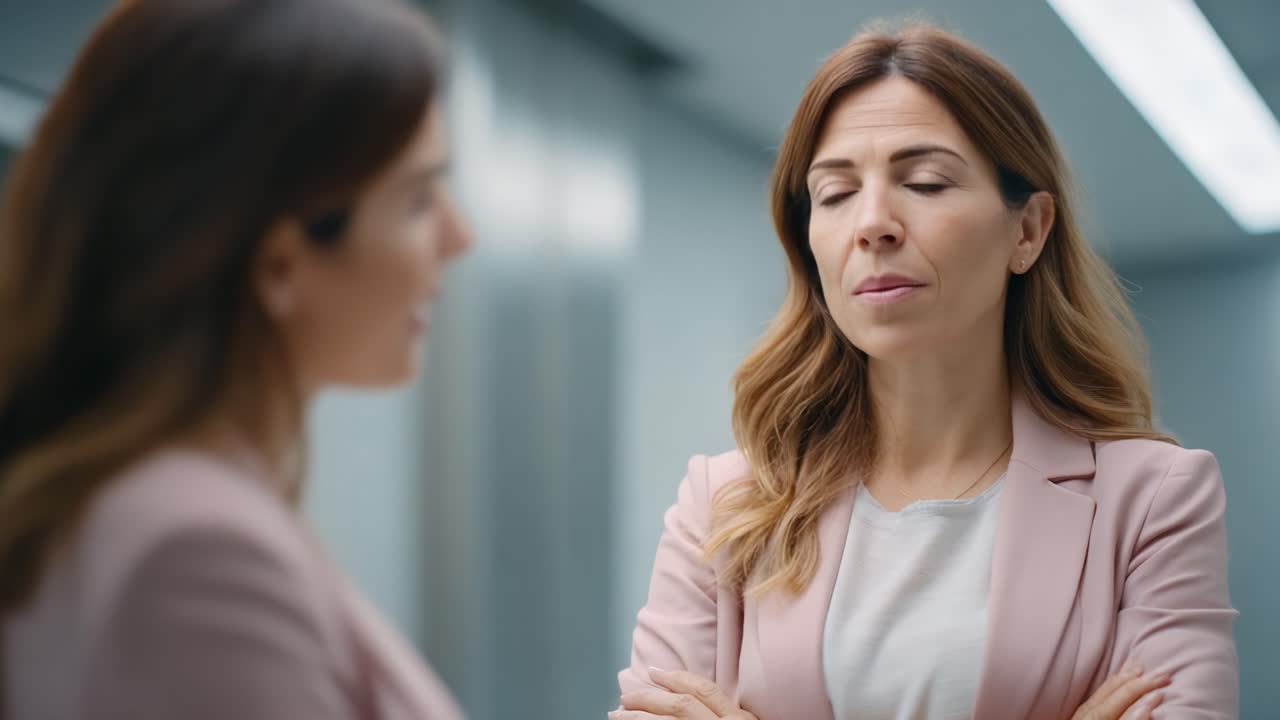 A reflective moment showcasing a woman in a thoughtful demeanor, highlighting her inner contemplation and emotional depth in a modern, minimalistic environment