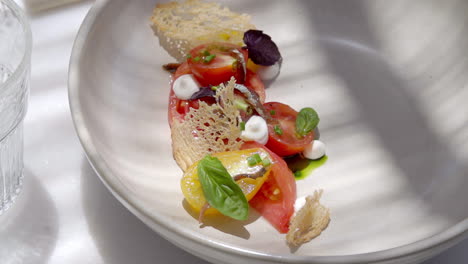 gourmet tomato salad with mozzarella and anchovies
