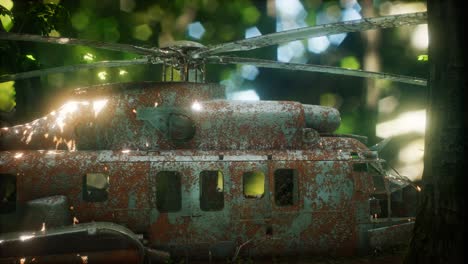 old rusted military helicopter