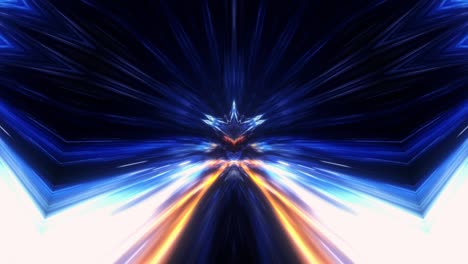 abstract fantasy hypnotic glowing fire dark glow blue orange light kaleidoscope tunnel abstract background for vj disco music. 4k 3d seamless loop psychedelic kaleidoscope