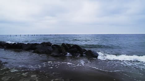 Drone-flight-on-stony-north-german-coast