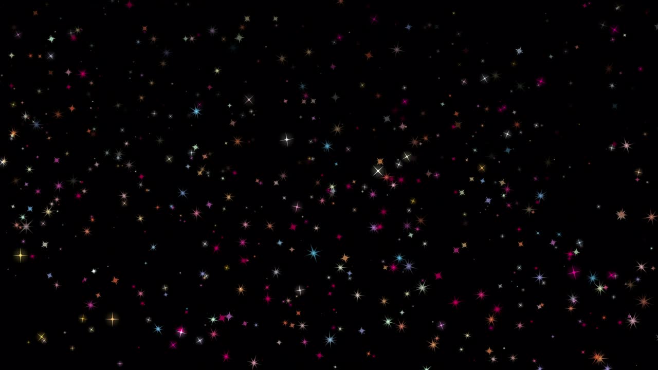 추상적인 배경, 다채로운 빛, 많은 빛나는 별 입자가 떠다니고, 4k 3d 원활한 루프 애니메이션, 겨울 휴가 배경 개념, 메리 크리스마스, 새해, 결혼식, 축하
