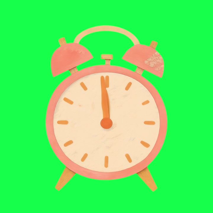 Animated Alarm Clock Ticking on Green Screen Background
