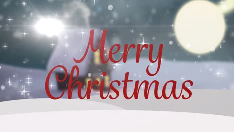 Animation-of-merry-christmas-text-over-winter-landscape