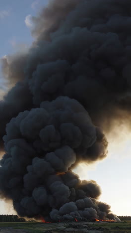 massive fire with dense smoke