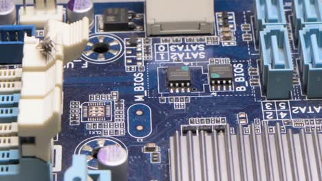 computer motherboard components with closeup view