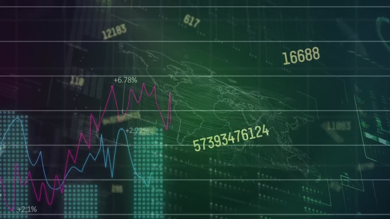 검은색 배경 위의 데이터 처리 애니메이션