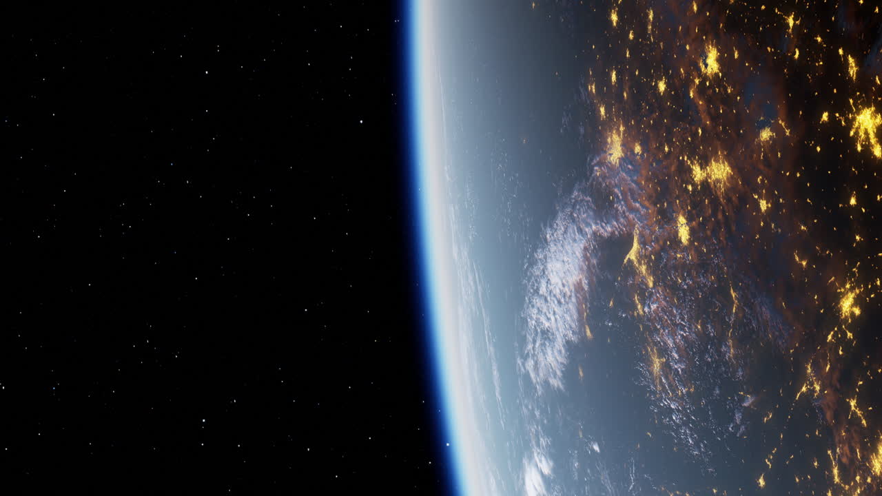 vista nocturna de la tierra desde el espacio