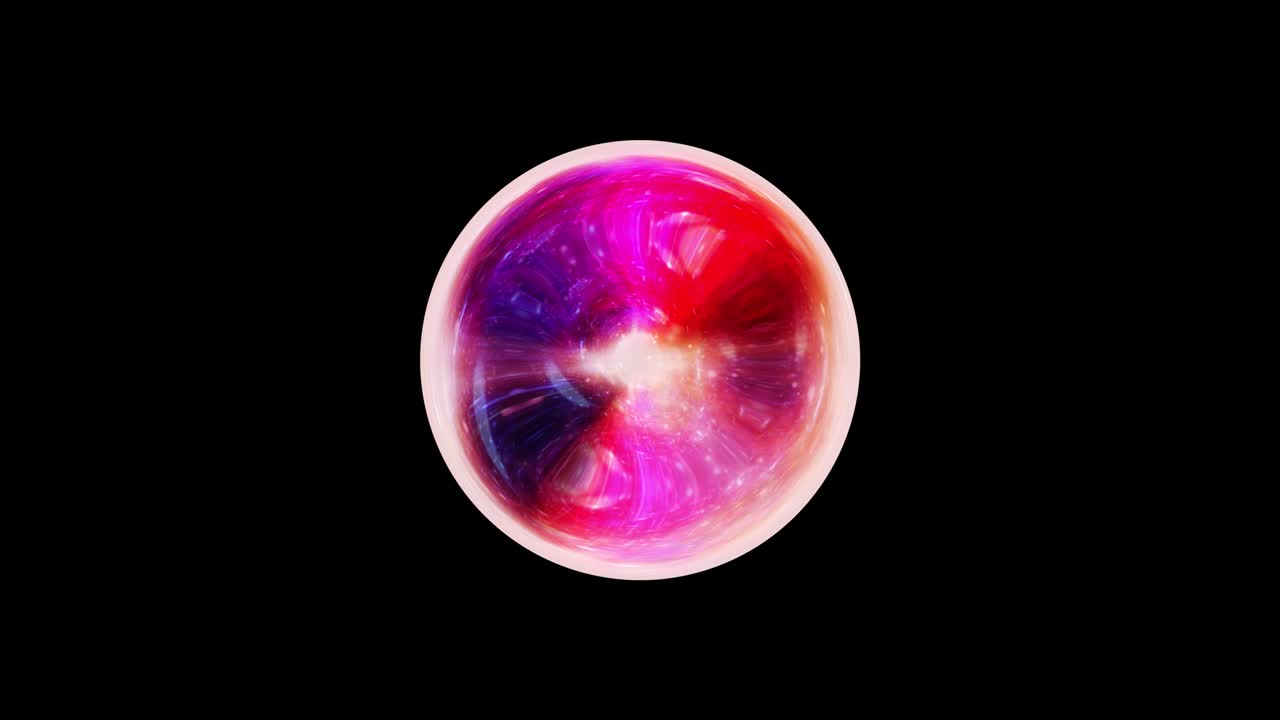 abstracto colorido de cristal de bola mágica bucle renderizaciones 3d animaciones en fondo negro. fantasía fusión de energía caótica átomo brillante concepto creativo. aislado con el canal alfa prores de tiempo rápido 444