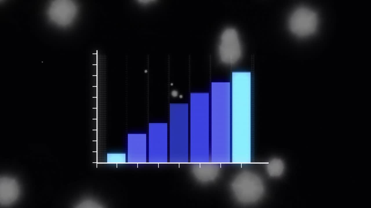 animación del procesamiento de datos y puntos sobre fondo negro