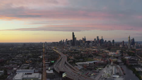 vista aérea del centro de chicago mirando hacia el norte desde el sur