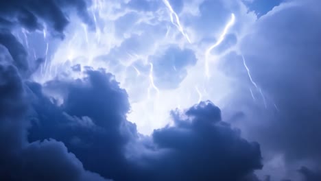 lightning strikes through storm clouds