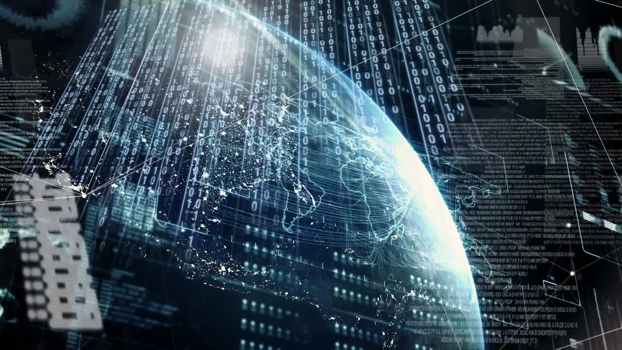 Digital animation of futuristic interface screen 4k