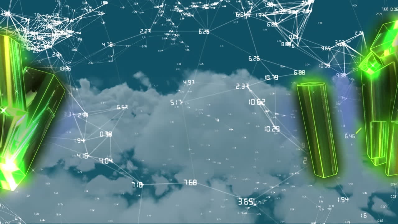 파란색 배경에 크리스마스 나무 위에 떨어지는 크리스마스 눈의 애니메이션