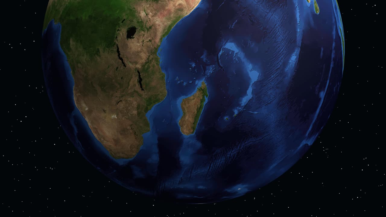 Digital globe rotates and zooms into Polokwane, South Africa, displaying regional and demographic information