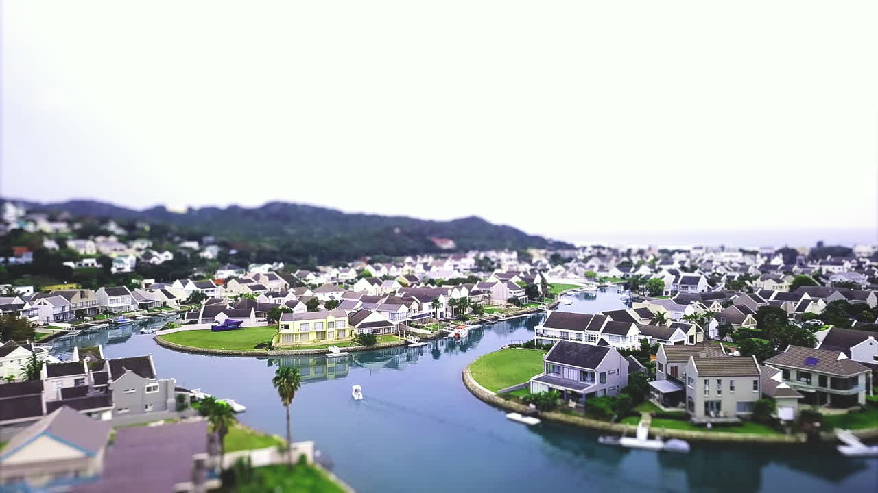 해안 지역 사회 의 소형 공중 사진