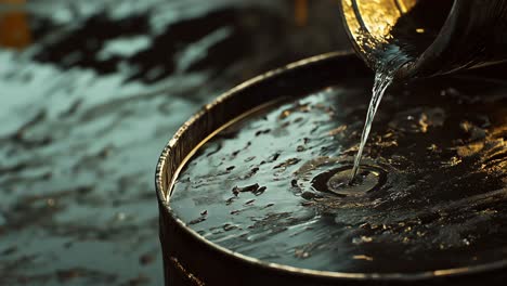 pouring liquid into a barrel
