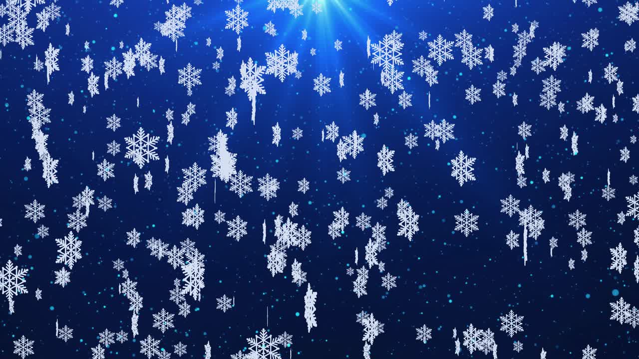 4K 크리스마스 색종이 조각 눈송이 보케 조명 3D 배경 2024년 새해 연휴 겨울 새해