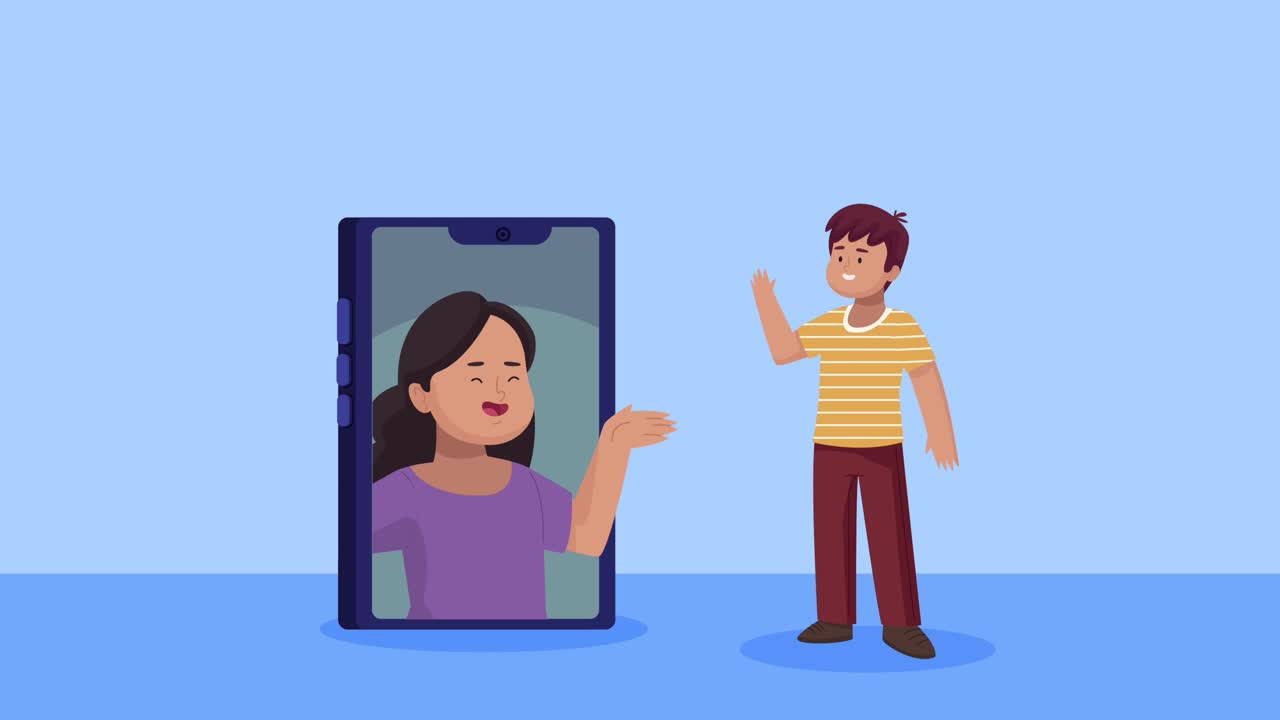 비디오 애니메이션으로 의사소통하는 사람