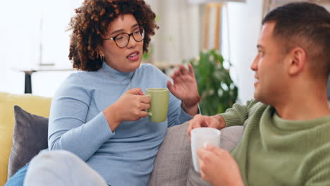 couple drinking coffee, have conversation
