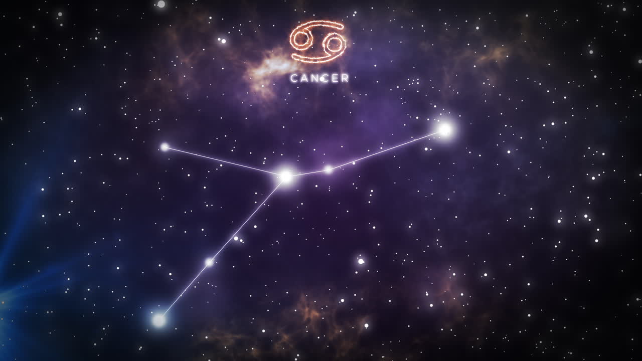 Signo del zodiaco Cáncer y constelación que aparecen en el cielo estrellado