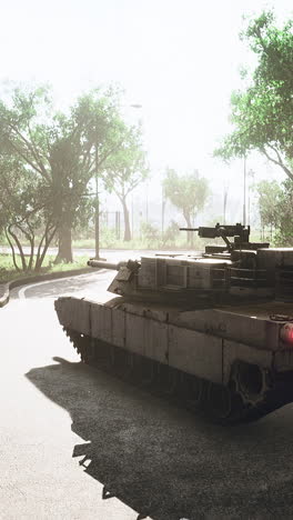 military tank in urban environment