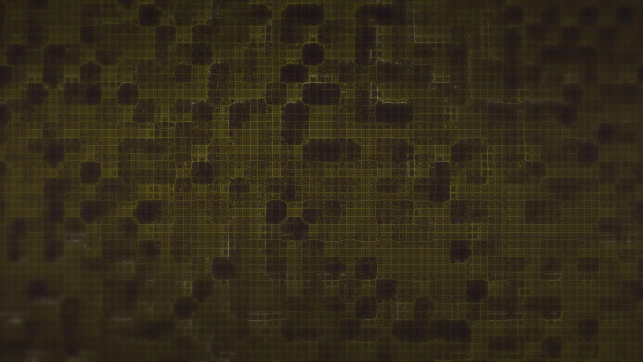 Animazione di macchie che si muovono in un loop continuo su un labirinto verde su sfondo nero