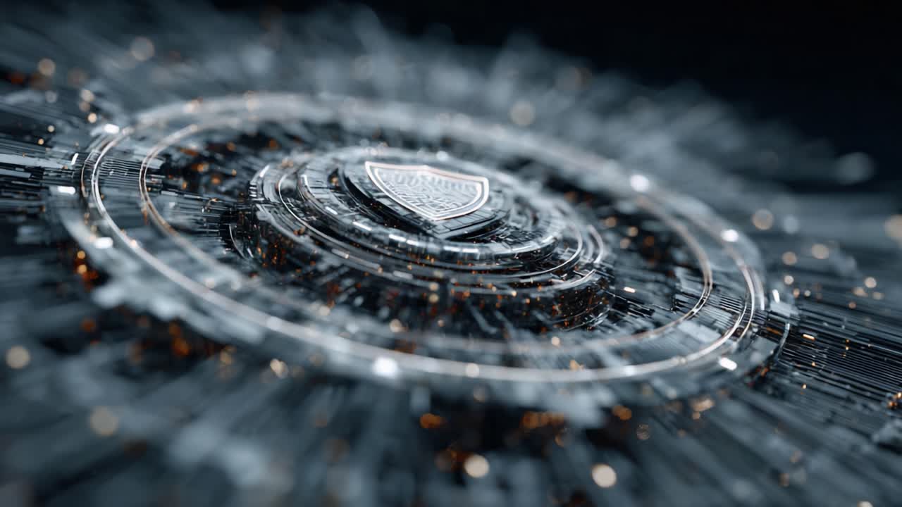A mesmerizing digital artwork featuring intricate circular patterns and radiant sparks, capturing the essence of modern technology and abstract design in stunning detail