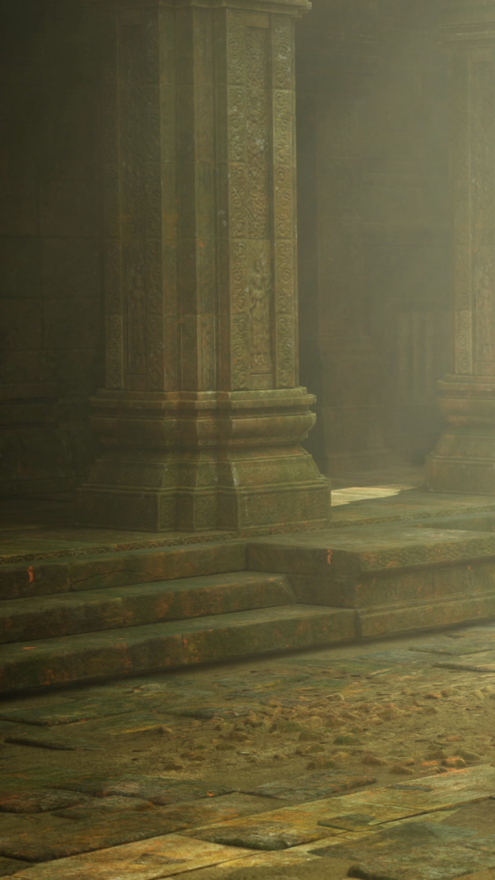 Mystical ruins reveal ancient beauty in sunlit shadows