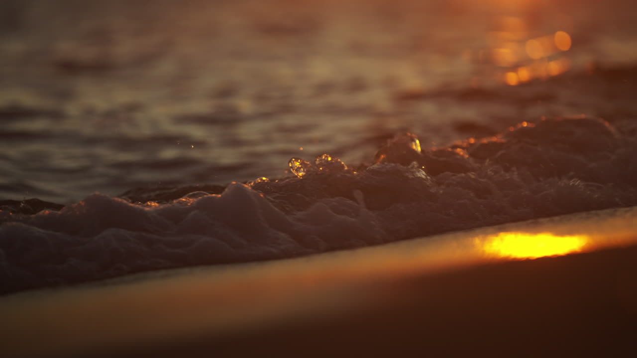 Sunset Waves on the Ocean Shore