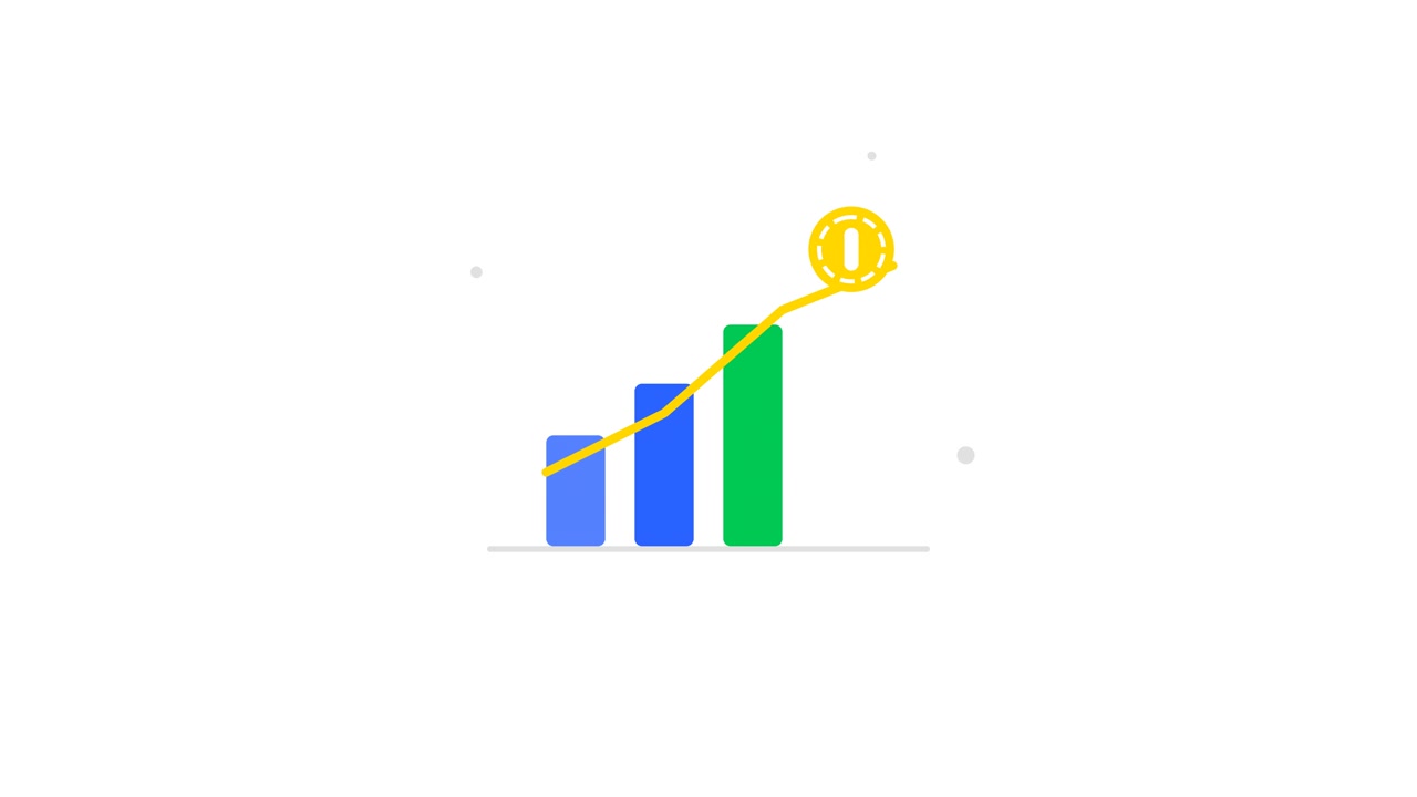 Animated Bar Chart Showing Financial Growth with Rising Coin