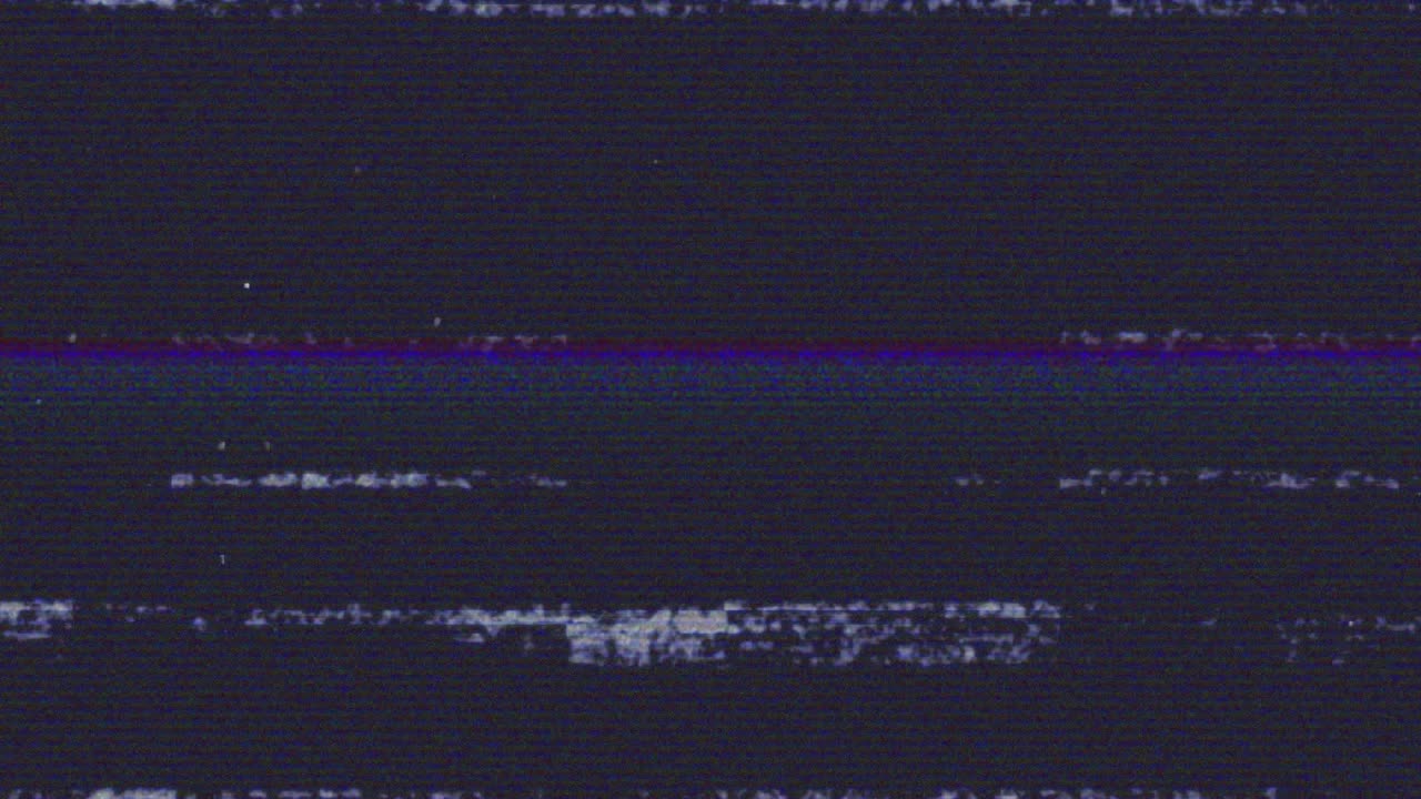 Flickering static bands growing while turquoise bars forming and code scrolling up simulating noise