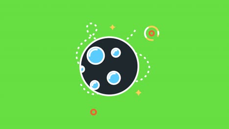 video en 4k de un boceto espacial de dibujos animados en fondo verde.