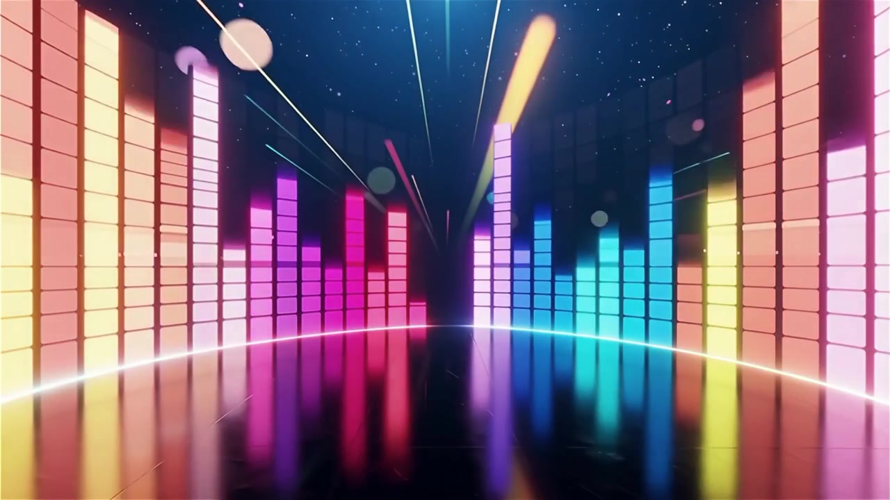 Futuristic Rainbow Neon Music Equalizer Visualizer Background