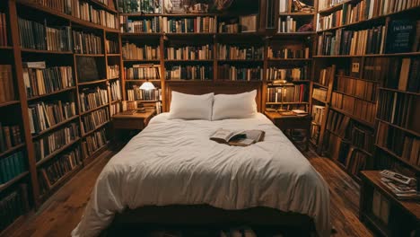 a cozy bedroom library