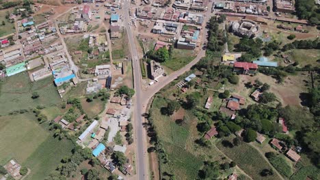 Town-centre-and-open-air-market-at-Loitokitok,-Kenya,-aerial