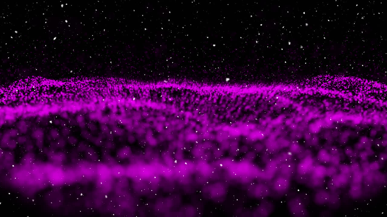Animation von fallendem Schnee über einem leuchtenden lila Gitter