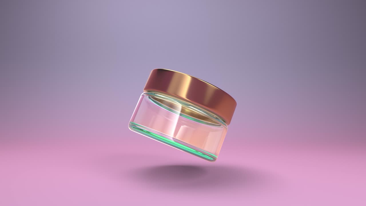 representación realista de un recipiente de crema de vidrio.